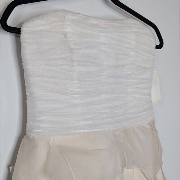 NWT Phoebe Couture Strapless Tiered Rushed Mini Formal Dress White Champagne 2 - Picture 3 of 8